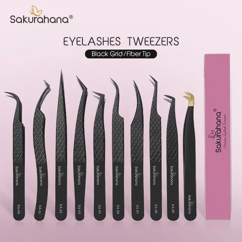 SAKURAHANA black fiber tip lash tweezers